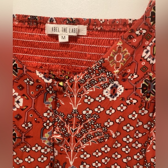 Abel The Label Lola Red Bandana Ruffle Split Front Dress Women. Size M. - Picture 2 of 6